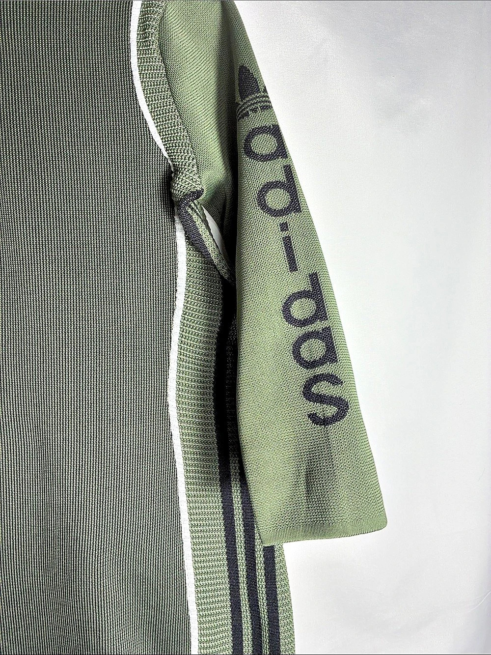 adidas Originals Olive Green Ribbed Knit Mock Neck Bodycon Dress size Large - Picture 2 of 9